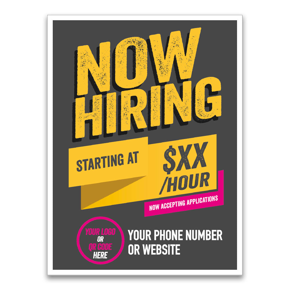 Custom Gold and Grey - Hiring Lawn Sign - 24 In. X 18 In.