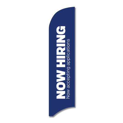 blue and white now hiring blade flag white background