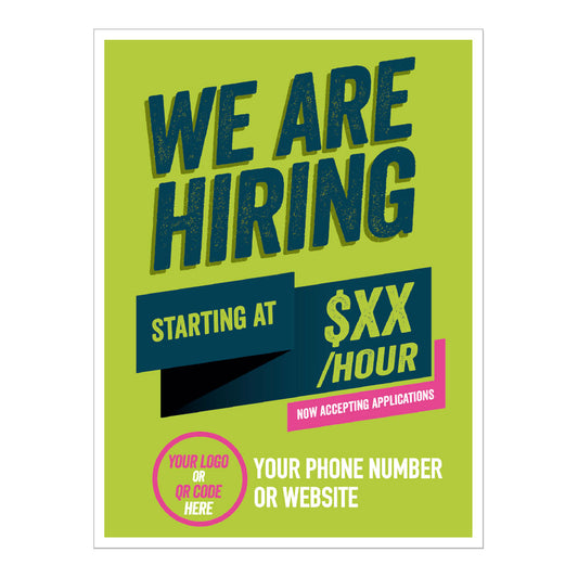 light green customizable we are hiring poster