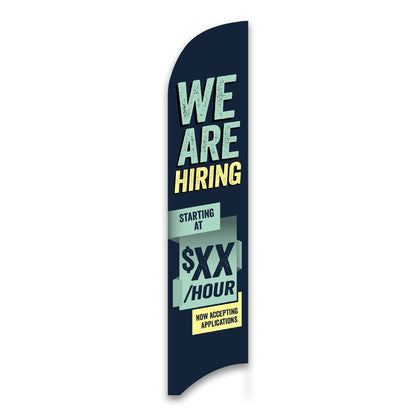 Custom Blue - Hiring Blade Flag - 13 FT. - Double Sided