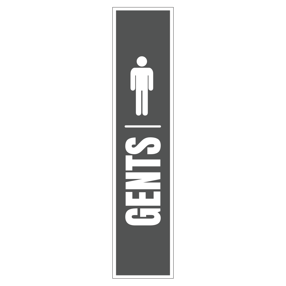 Gray and white gents restroom sign