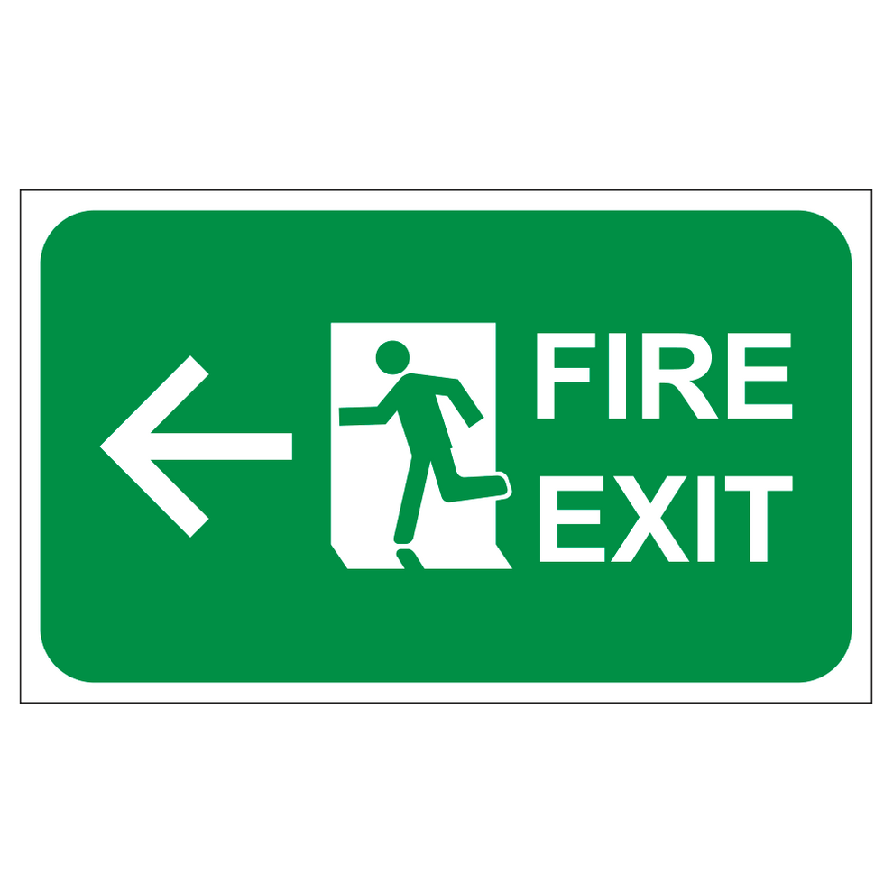 Fire Exit Left Arrow Sign 20 x 12 Inches – OperationalSignage.com