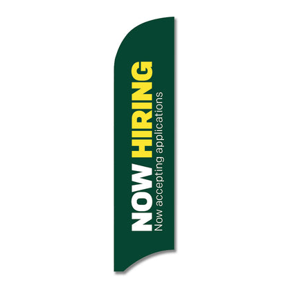 green and yellow now hiring blade flag white background