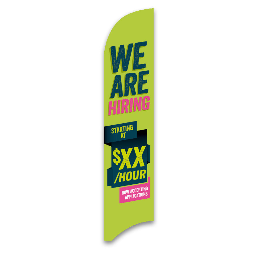 Custom Blue and Green - Hiring Blade Flag - 13 FT. - Double Sided