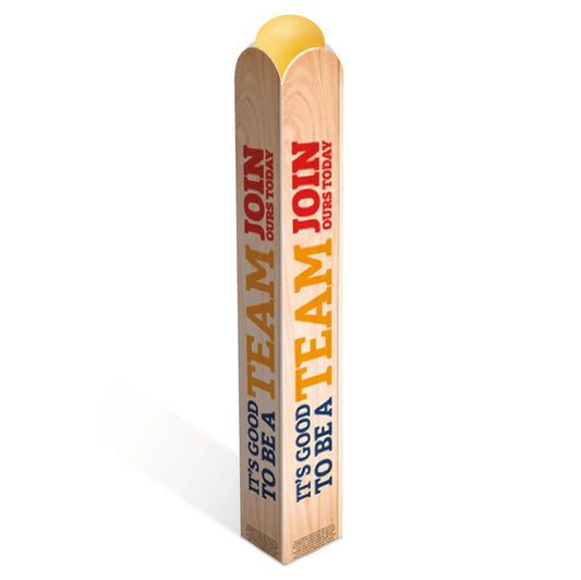 red yellow and blue join our team pylon hugger white background