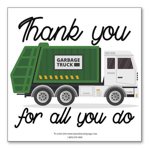 THANK YOU FOR ALL YOU DO - Garbage Truck Decal - 8 IN. X 8 IN.