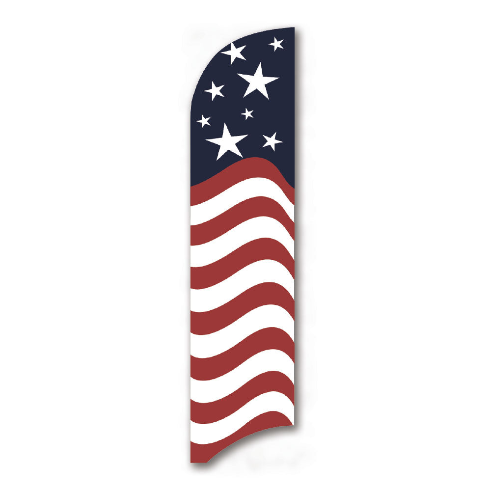 red white and blue patriotic feather flag design with white background