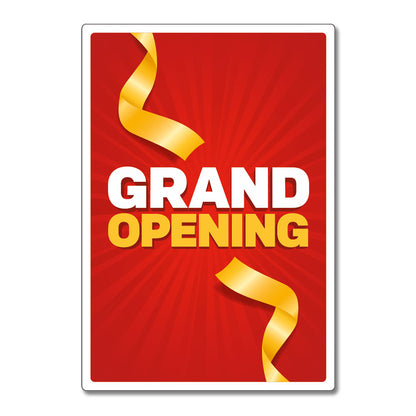 red and yellow grand opening poster design white background