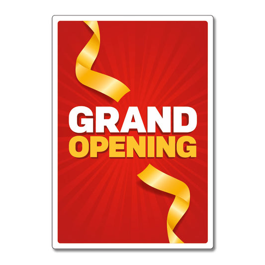 red and yellow grand opening poster design white background