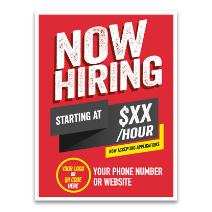 Custom Red and White - Hiring Lawn Sign - 24 In. X 18 In.