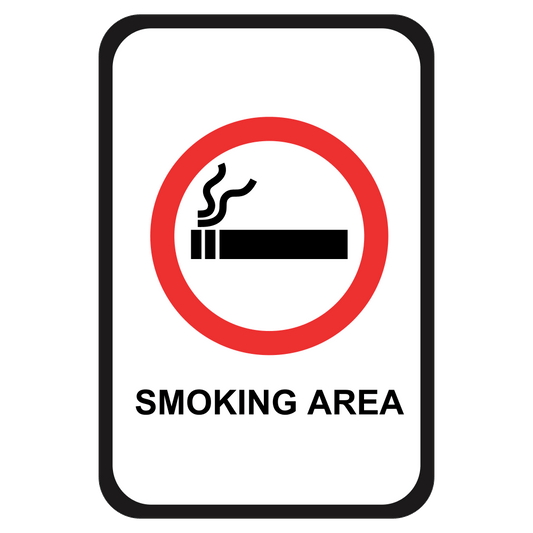 Black white and red smoking area sign 